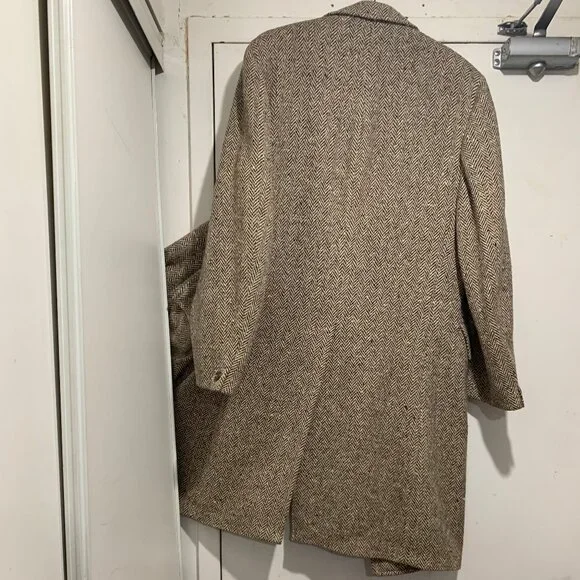 VINTAGE SIMPSONS THE STORE FOR MEN TWEED TRENCH COATS SIZE L/XL - Picture 8 of 12